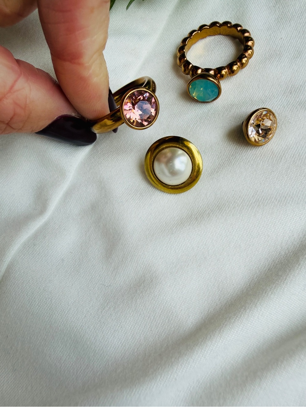 QUDO Stackable Interchangeable Statement Ring Set with Multicolor Gems